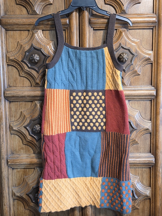 Cider Dresses & Skirts - Cider Patchwork Knit Tank Dress in Teal, Mustard, Rust, Brown
